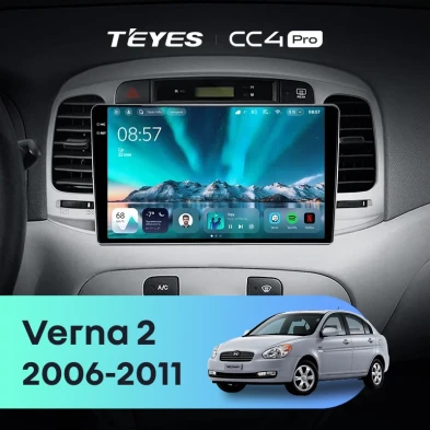Штатная магнитола Teyes CC4 Pro 12/256 Hyundai Verna 2 (2006-2011)