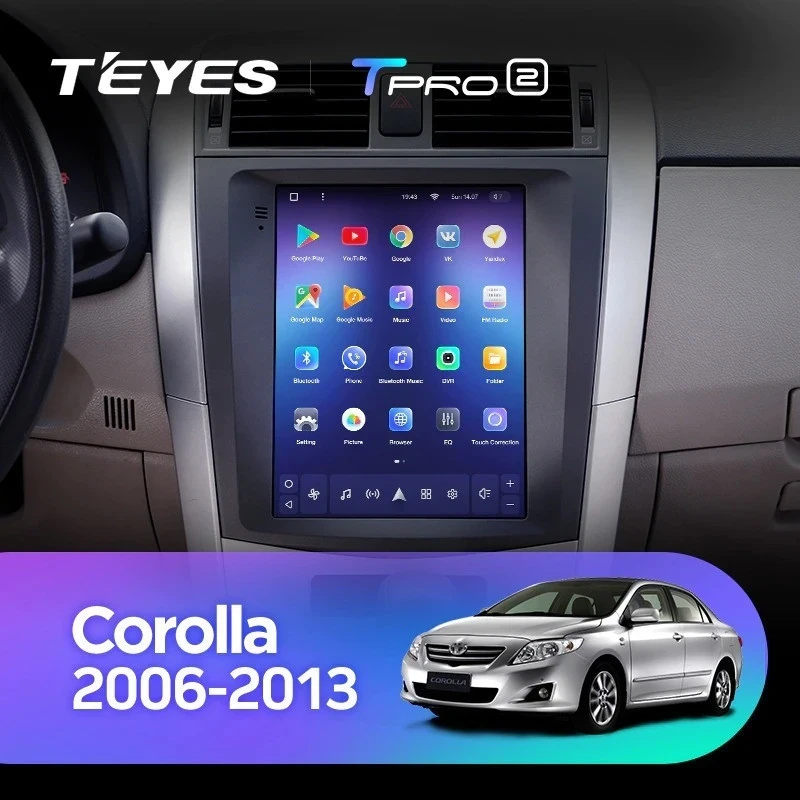 Штатная магнитола Tesla style Teyes TPRO 2 6/128 Toyota Corolla 10 E140 E150 (2006-2013)