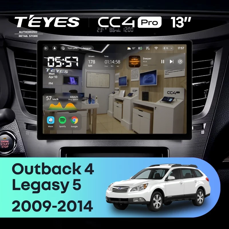 Штатная магнитола Teyes CC4 Pro 8/128 Subaru Outback 4 (2009-2014) (13")