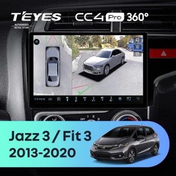 Штатная магнитола Teyes CC4 Pro 360 12/256 Honda Jazz 3 (2015-2020) Тип-B Правый руль (11")