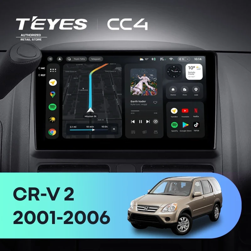 Штатная магнитола Teyes CC4 8/128 Honda CR-V 2 (2001-2006)