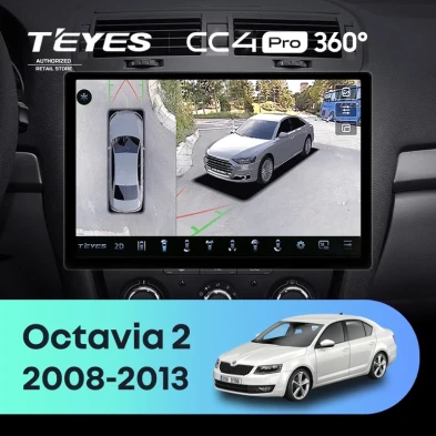 Штатная магнитола Teyes CC4 Pro 360 12/256 Skoda Octavia 2 A5 (2008-2013) (13")