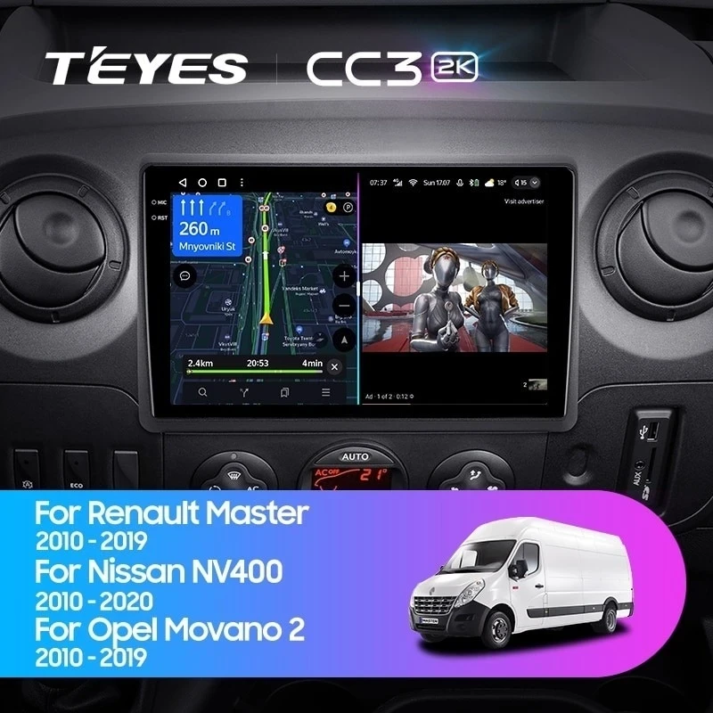 Штатная магнитола Teyes CC3 2K 6/128 Renault Master (2010-2019) F2