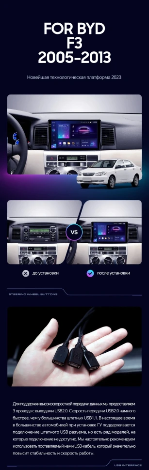 Штатная магнитола Teyes CC3 2K 6/128 BYD F3 (2005-2013)