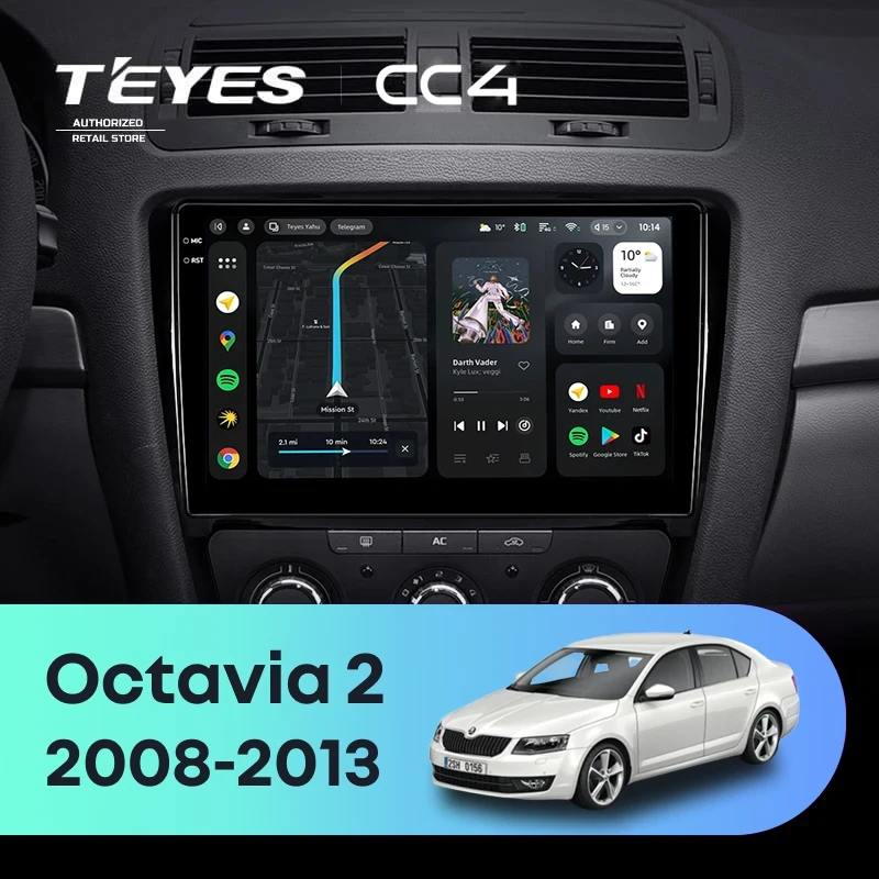 Штатная магнитола Teyes CC4 6/64 Skoda Octavia 2 A5 (2008-2013)