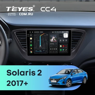 Штатная магнитола Teyes CC4 6/64 Hyundai Solaris 2 (2017-2020) F2 (черный матовый) Тип-A