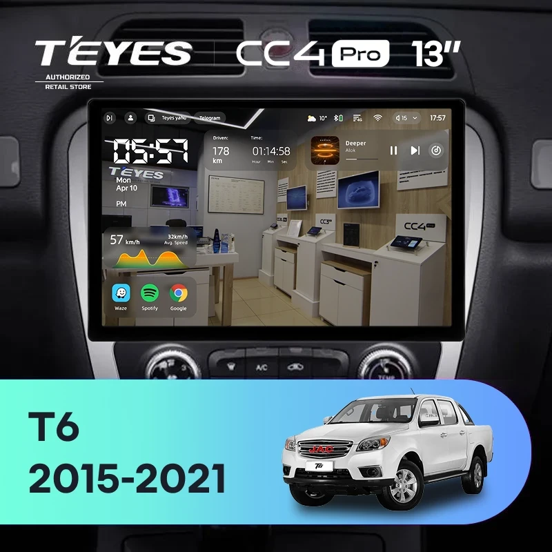 Штатная магнитола Teyes CC4 Pro 12/256 JAC T6 (2015-2021) (13")