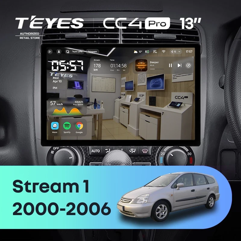 Штатная магнитола Teyes CC4 Pro 12/256 Honda Stream 1 (2000-2006) F1 (13")
