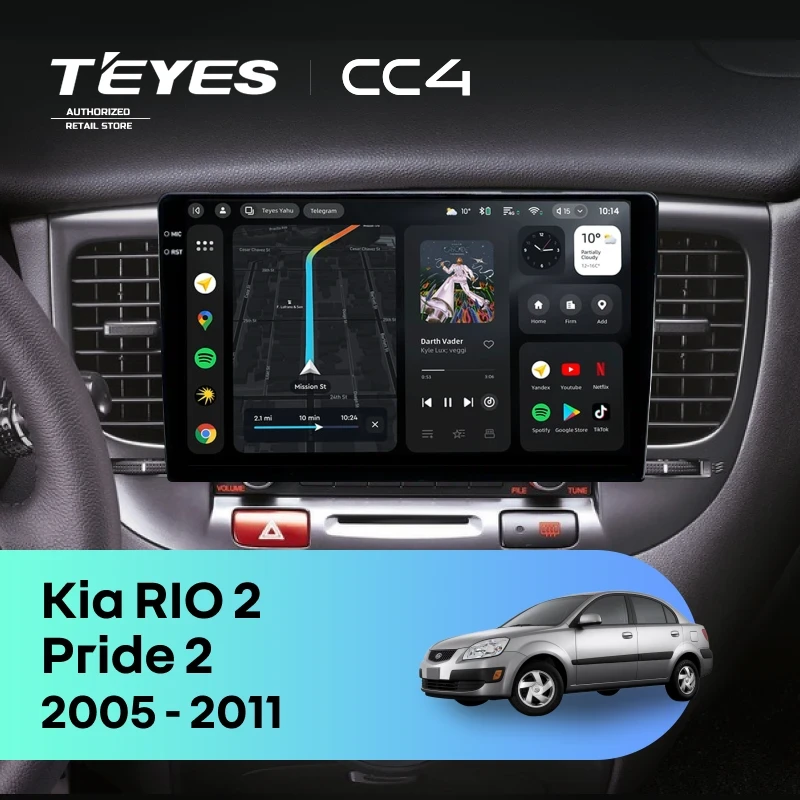 Штатная магнитола Teyes CC4 6/64 Kia Rio 2 (2005-2011) F2