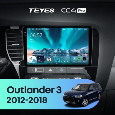 Штатная магнитола Teyes CC4 Pro 8/128 Mitsubishi Outlander 3 GF0W GG0W (2012-2018) Тип-B Правый руль