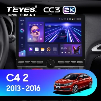 Штатная магнитола Teyes CC3 2K 6/128 Citroen C4 (2013-2016) B7 (13" с кнопками)